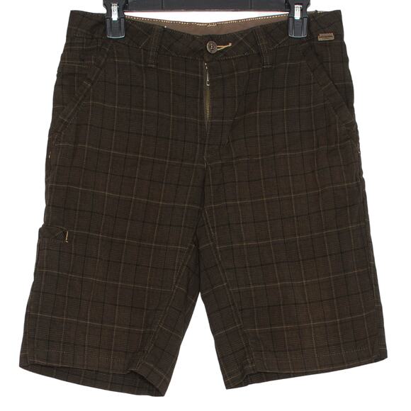 Prana Mens Shorts Preppy Rustic Outdoor Casual Heritage Earthy Plaid Brown 30 - Picture 1 of 5
